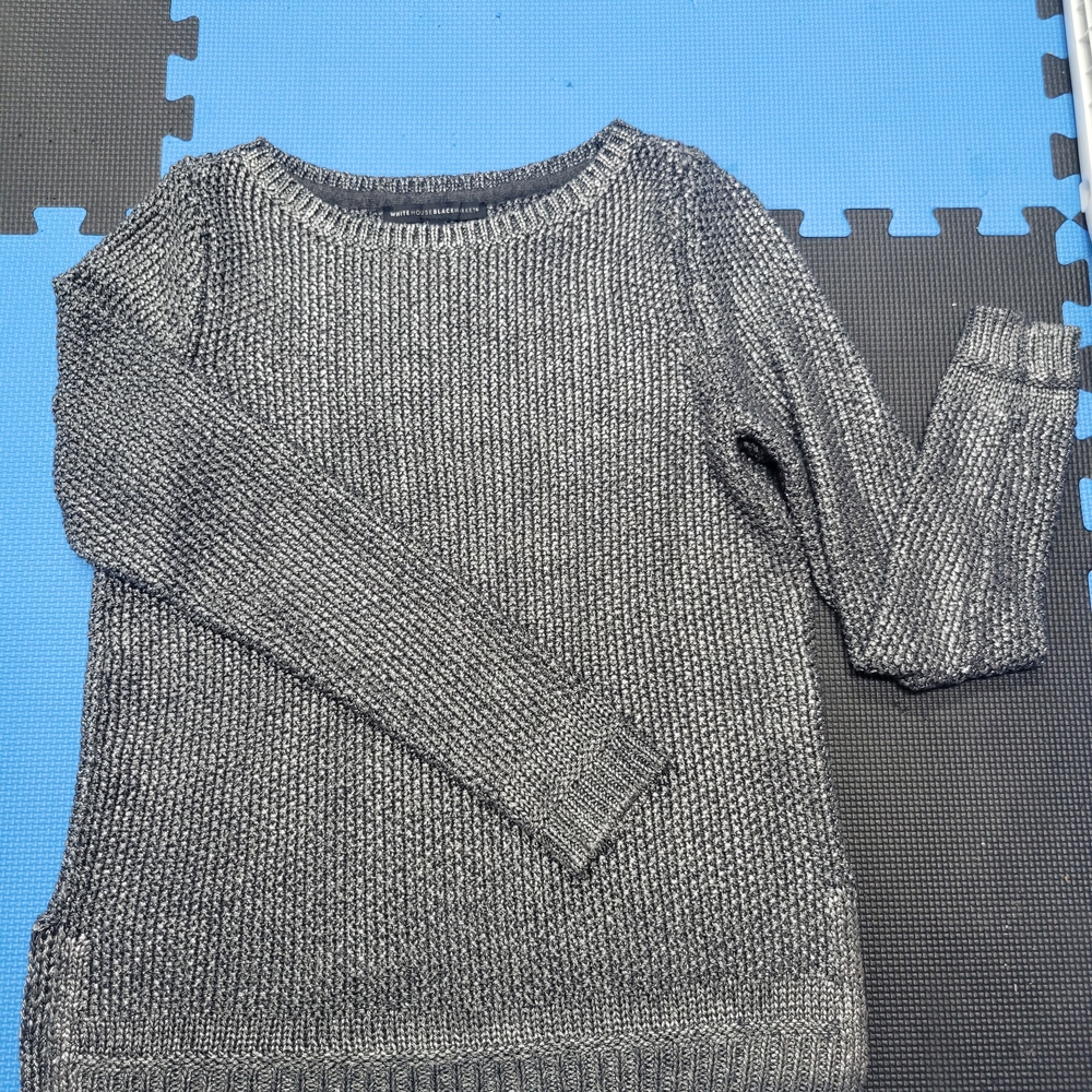 White House Black Market Metallic Gray Sweater